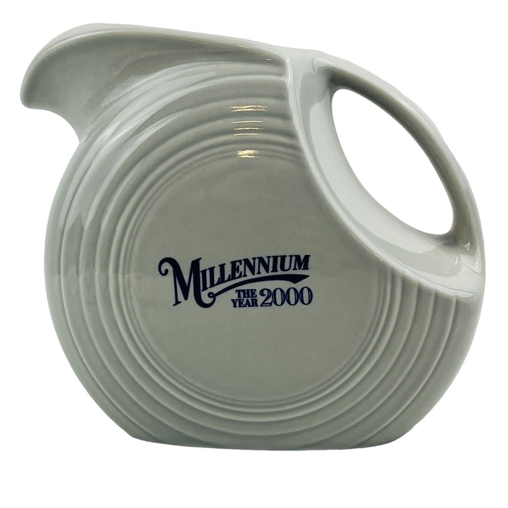 Fiesta The Year 2000 Pearl Gray‎ Large Disk Pitcher Millennium Fiestaware HLC